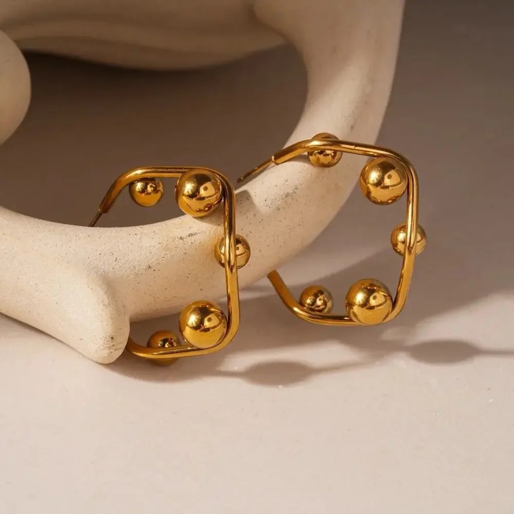 Anthropologie Hoop Earrings Ball Jhumka Open Stud Statement Boho Y2K Irregular